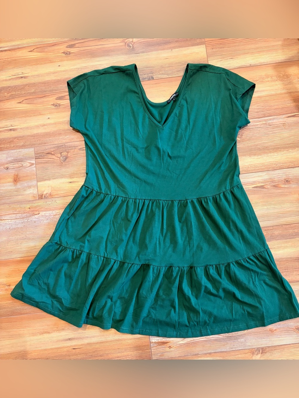 NWOT Roly Poly size L Green V-Neck Tiered Dress